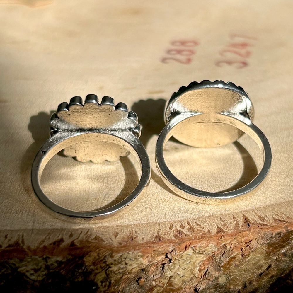 Bohemian Shabby Chic Faux Turquoise Statement Ring Set Trendy Unique 7.5/8 - Picture 4 of 7